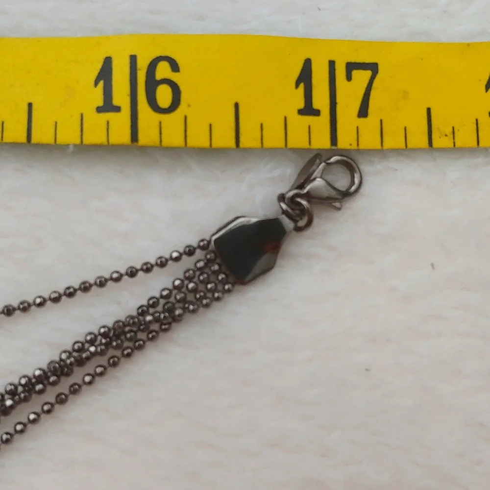 SALE: Silver-Colored 5-Chain Adjustable  Necklace -Small Black Dangling Beads - Picture 10 of 10